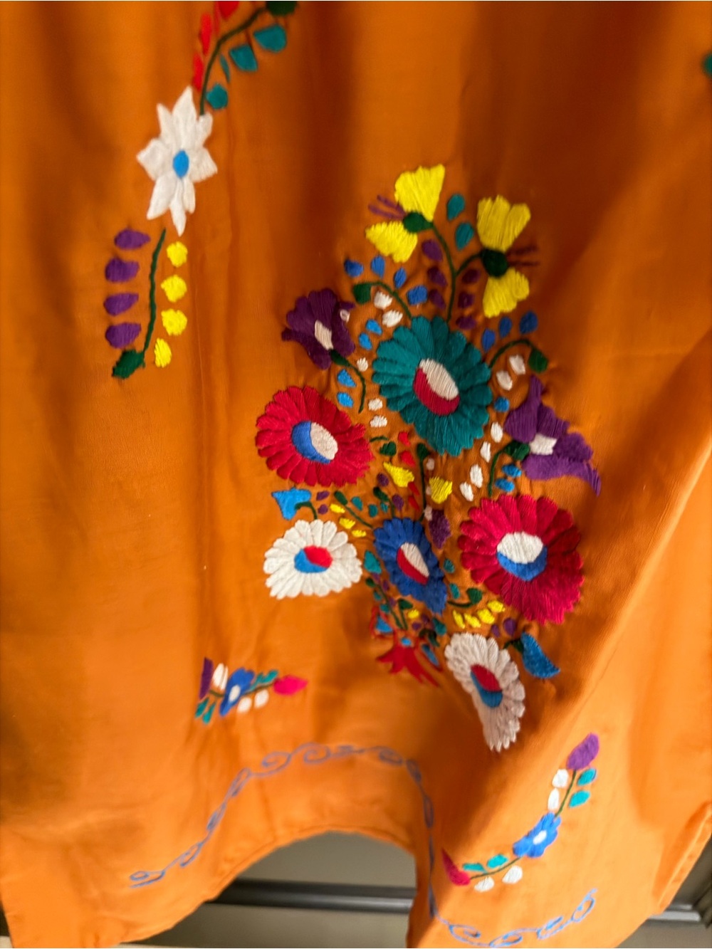 Embroidered Orange Floral Sundress - Picture 4 of 5